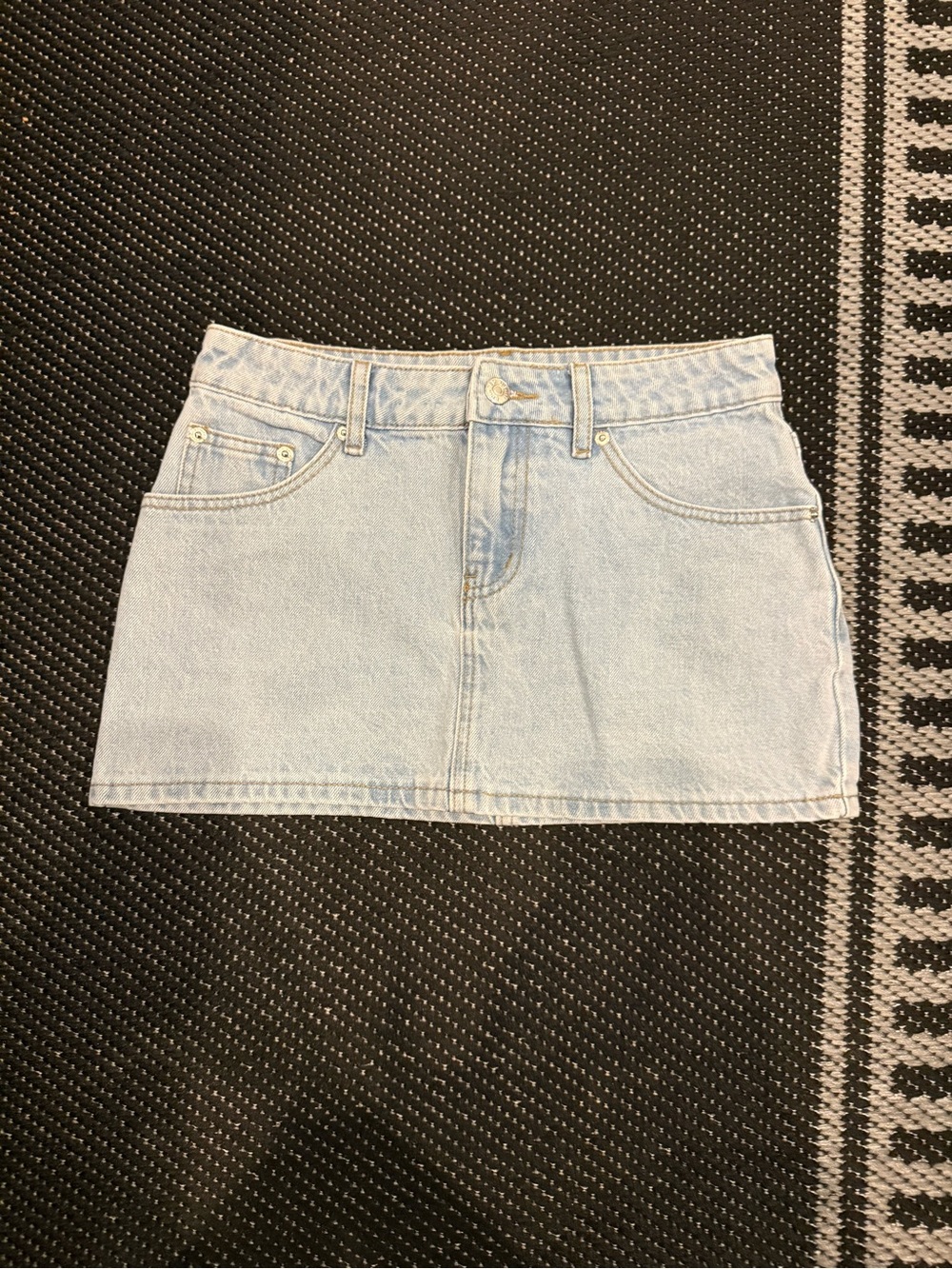 Edikted Light Wash Denim Mini Skirt
